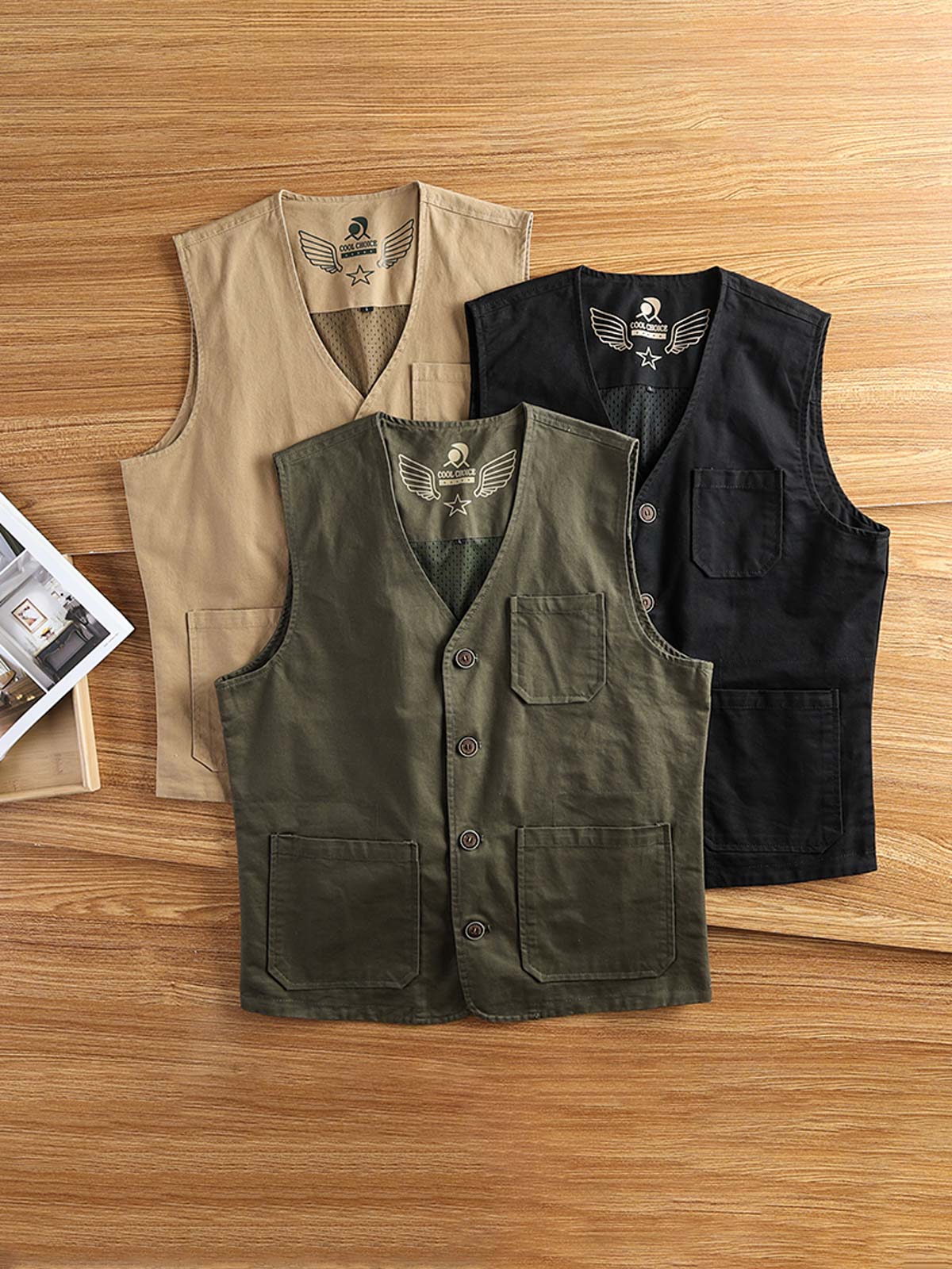 製品画像: ヴィンテージサイクリングベストの正面全体画像。