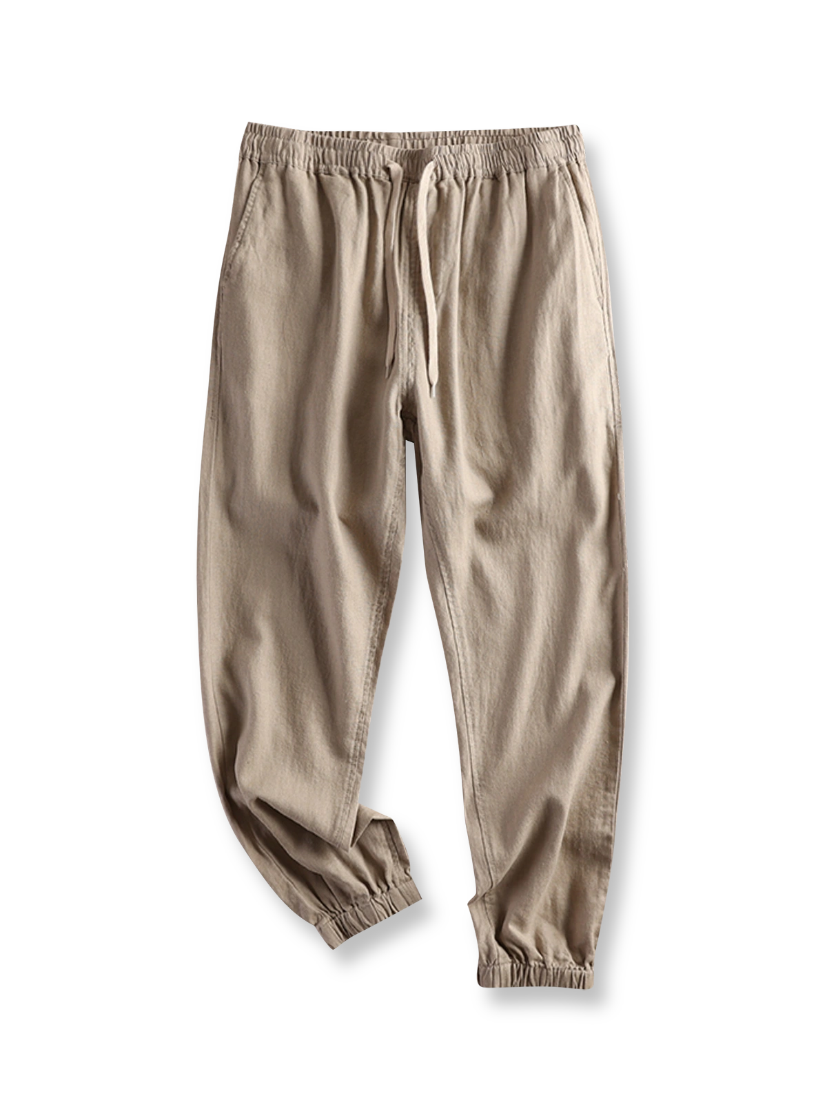 製品画像: 日系スタイルのピュアリネンルーズジョガーパンツ