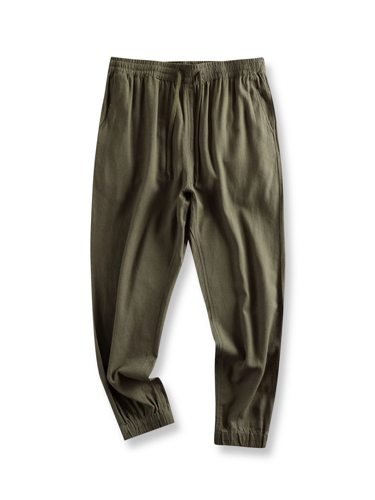 製品画像: 日系スタイルのピュアリネンルーズジョガーパンツ
