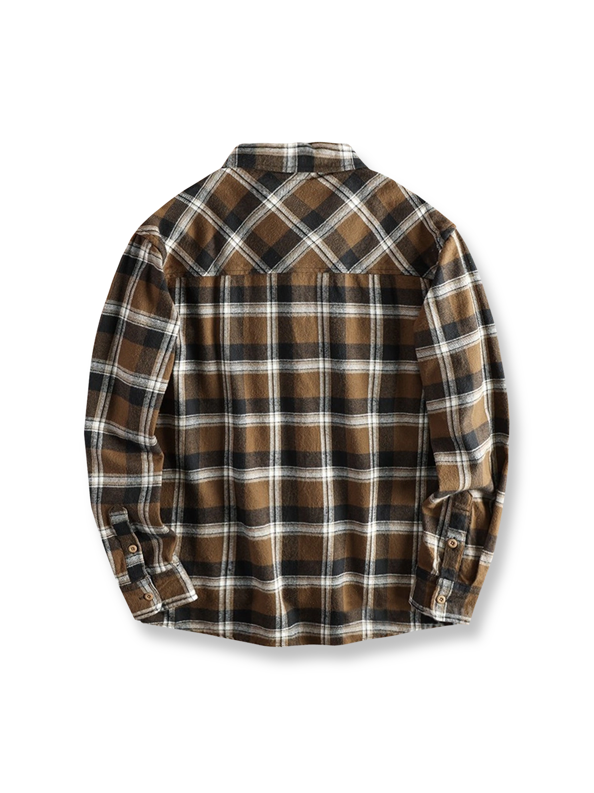 製品画像: ヘビーウェイトの起毛素材を使用した美式ヴィンテージワークウェアスタイルの格子柄シャツ
詳細画像: フラップポケットと柔らかい起毛素材のディテール