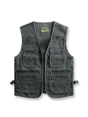 製品画像: 16個のポケットとタクティカルフックが特徴の美式ヴィンテージ機能性ワークベスト