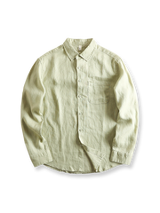 製品画像: プレミアムリネン素材を使用したアメリカンカジュアルスタイルの長袖シャツ