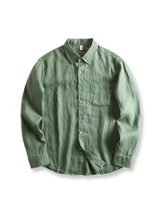 製品画像: プレミアムリネン素材を使用したアメリカンカジュアルスタイルの長袖シャツ