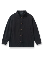 製品画像: 木製ボタンが特徴のヴィンテージルーズフィットシャツ全体像