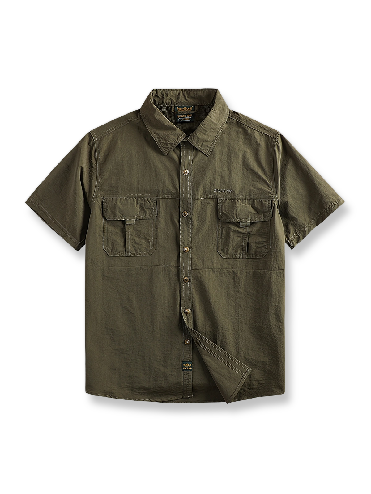 製品画像: 速乾・UVカット機能付きアウトドア用半袖ワークシャツ