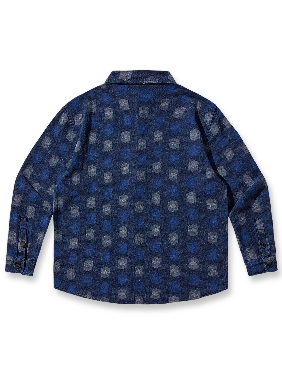 製品画像: ダイヤモンドパターンウォッシュドデニムシャツの全体画像