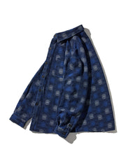 ダイヤモンドパターンウォッシュドデニムシャツ