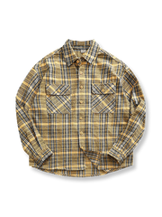 製品画像: アメリカンヴィンテージ風フランネル厚手起毛長袖ワークシャツ全体像