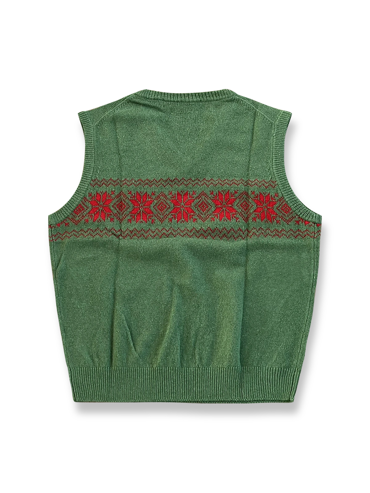 製品画像：フェアアイルジャカードピュアウールベスト、100%ピュアウール素材のベスト正面写真