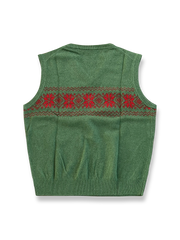 製品画像：フェアアイルジャカードピュアウールベスト、100%ピュアウール素材のベスト正面写真