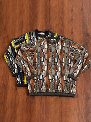 製品画像: ゴーヤ柄ヴィンテージ編みセーターの正面全体