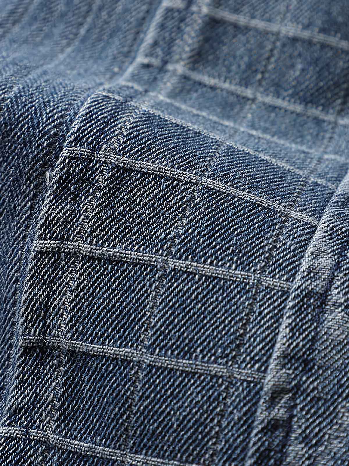 ジャカード織りとウォッシュド加工のテクスチャー詳細
