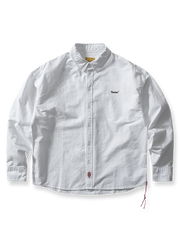 製品画像：Cleanfitシアサッカースタンドカラージャケット全体の外観
詳細画像：袖口ボタンとシアサッカー素材の質感ディテール