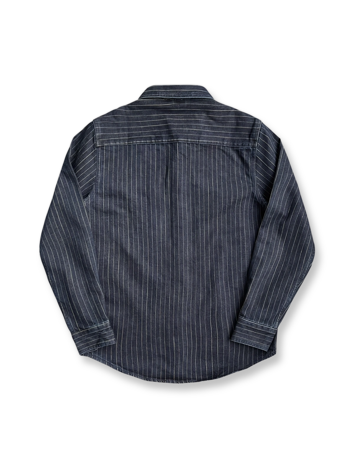 ヴィンテージ加工ストライプデニムシャツ