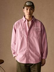 モデルが着用したツール刺繍 ワークシャツのスタイリング