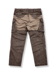 製品画像: ヴィンテージ パッチワーク ストレート ワークパンツの正面デザイン
詳細画像: パッチワークとヴィンテージ加工が施されたストレートワークパンツのディテール