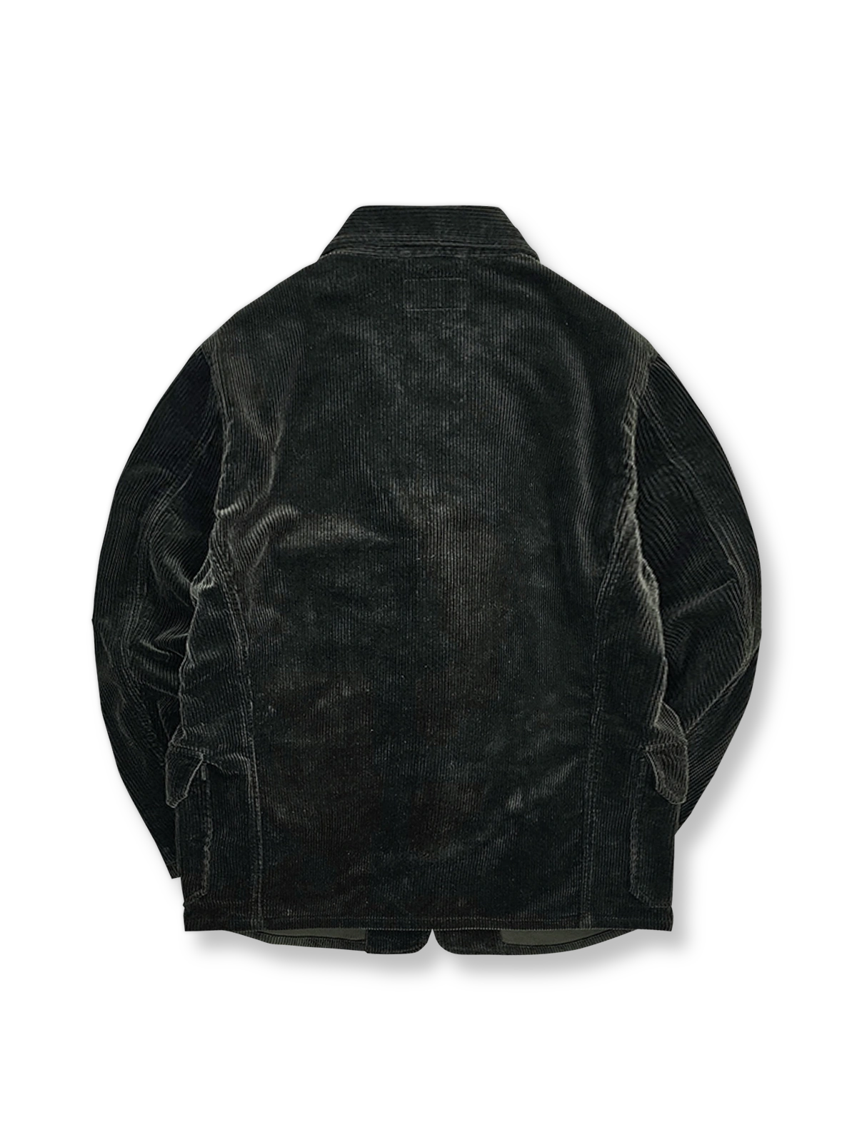 製品画像: ヴィンテージ コーデュロイジャケット、100% コットン、クラシックな3つボタンデザイン
詳細画像: コーデュロイ素材のディテール特写とステッチ、ポケットディテール