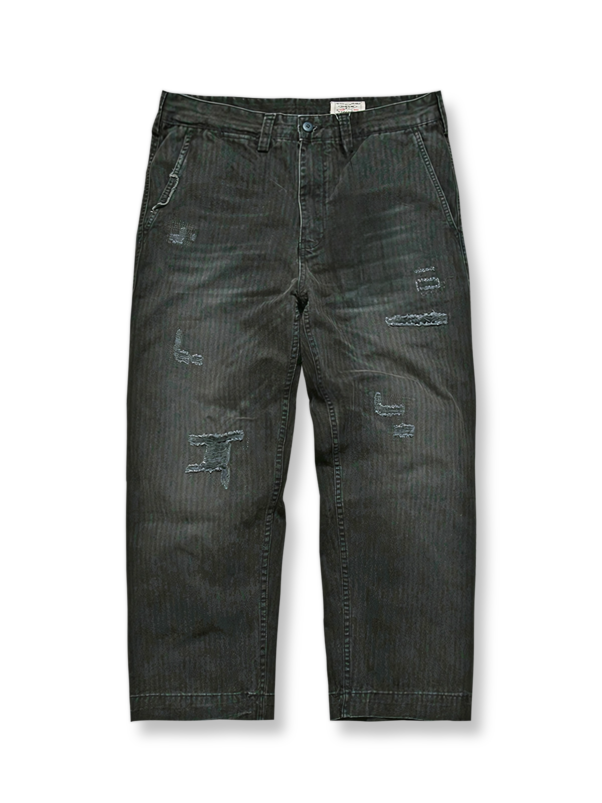  ヘリンボーンダメージワークパンツ平置き画像