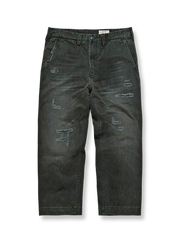  ヘリンボーンダメージワークパンツ平置き画像