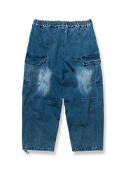 ウォッシュ加工ルーズフィットワークデニムシャツ平置き画像