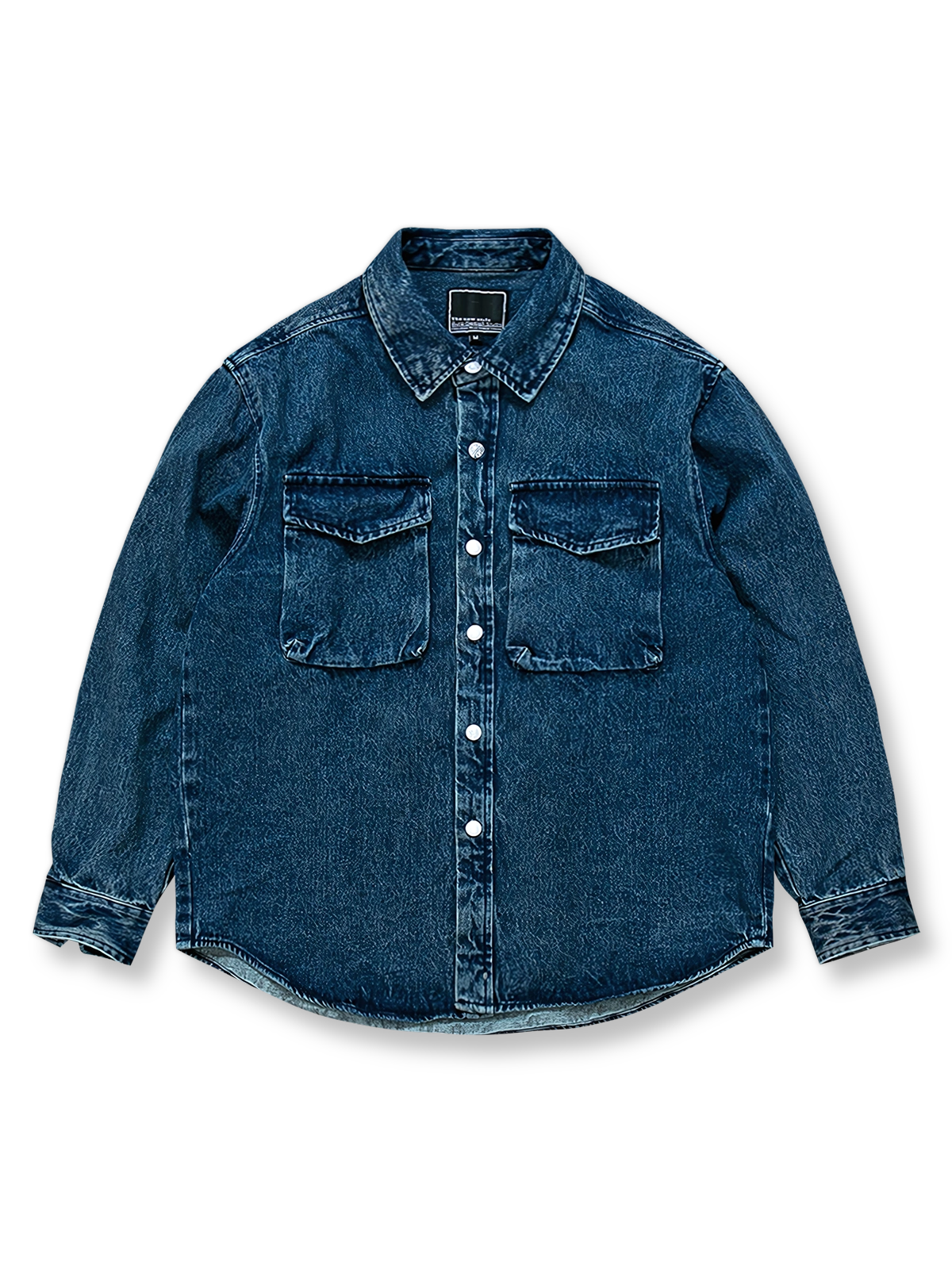 マルチポケットワークデニムシャツ平置き画像