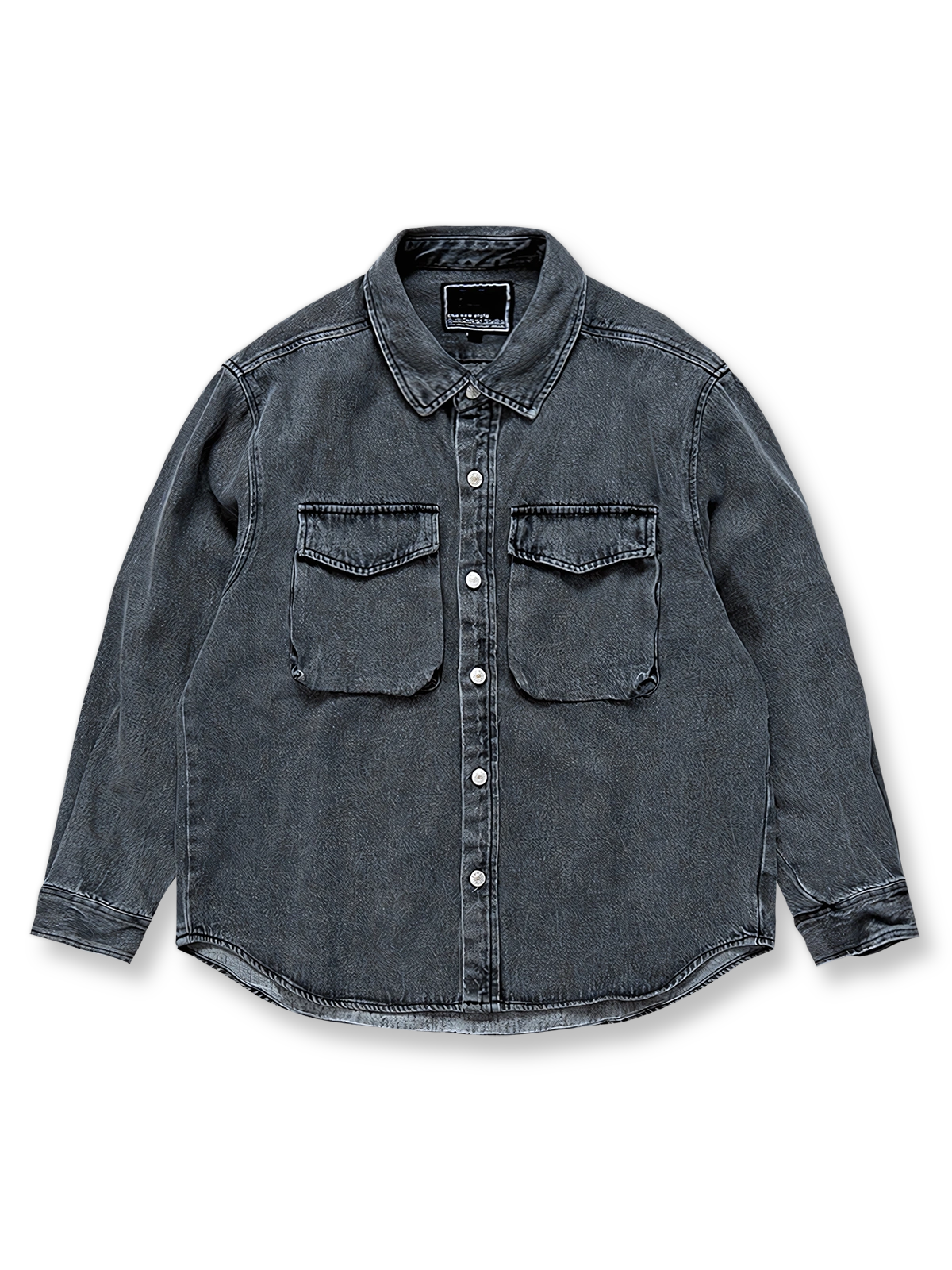 マルチポケットワークデニムシャツ平置き画像
