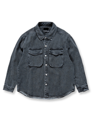 マルチポケットワークデニムシャツ平置き画像