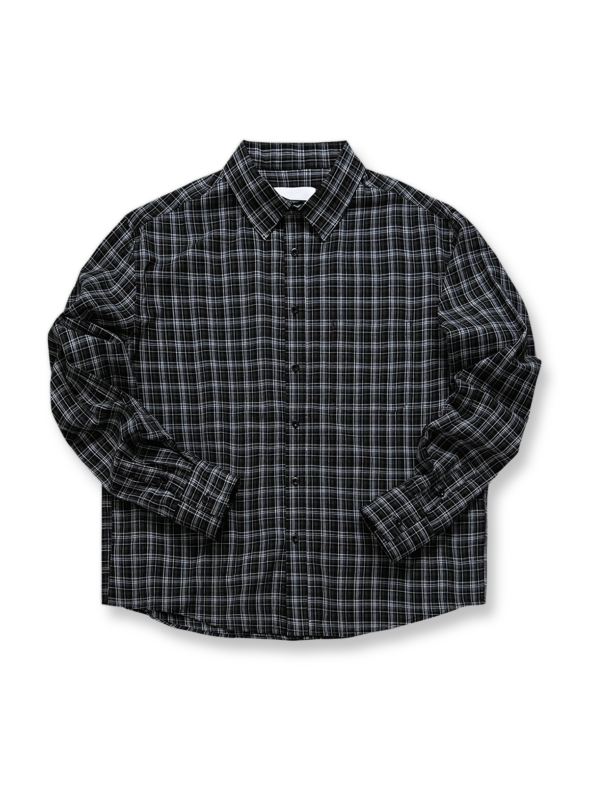 レトロカラーチェック長袖シャツ平置き画像