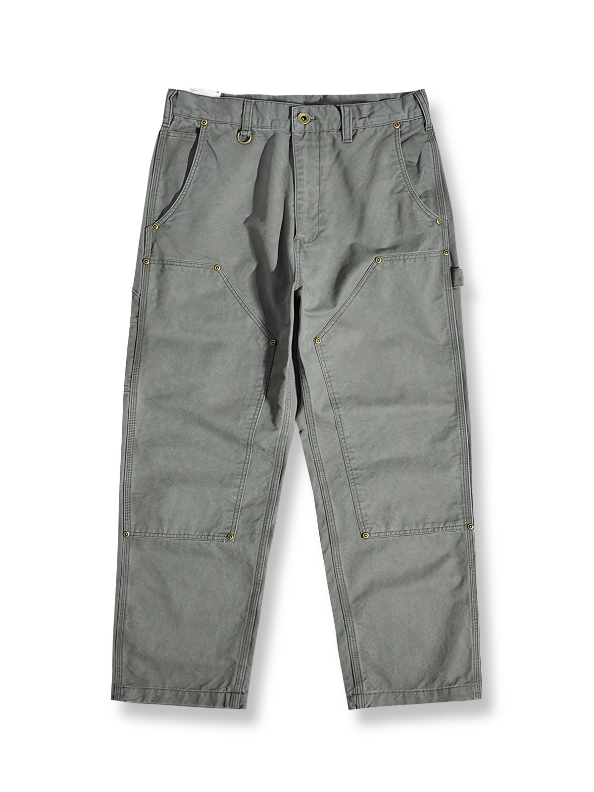 ハンティングワークパンツの平置き画像 - 丈夫なデザインと多機能ポケット