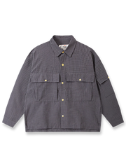 ルーズシルエットのチェック柄ハンティングシャツの平置き画像