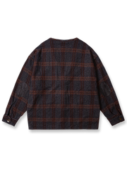 格子柄ノーカーディガンニットの全体画像