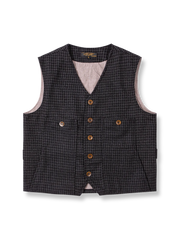  ヴィンテージウール千鳥格子ワークベストの正面画像 