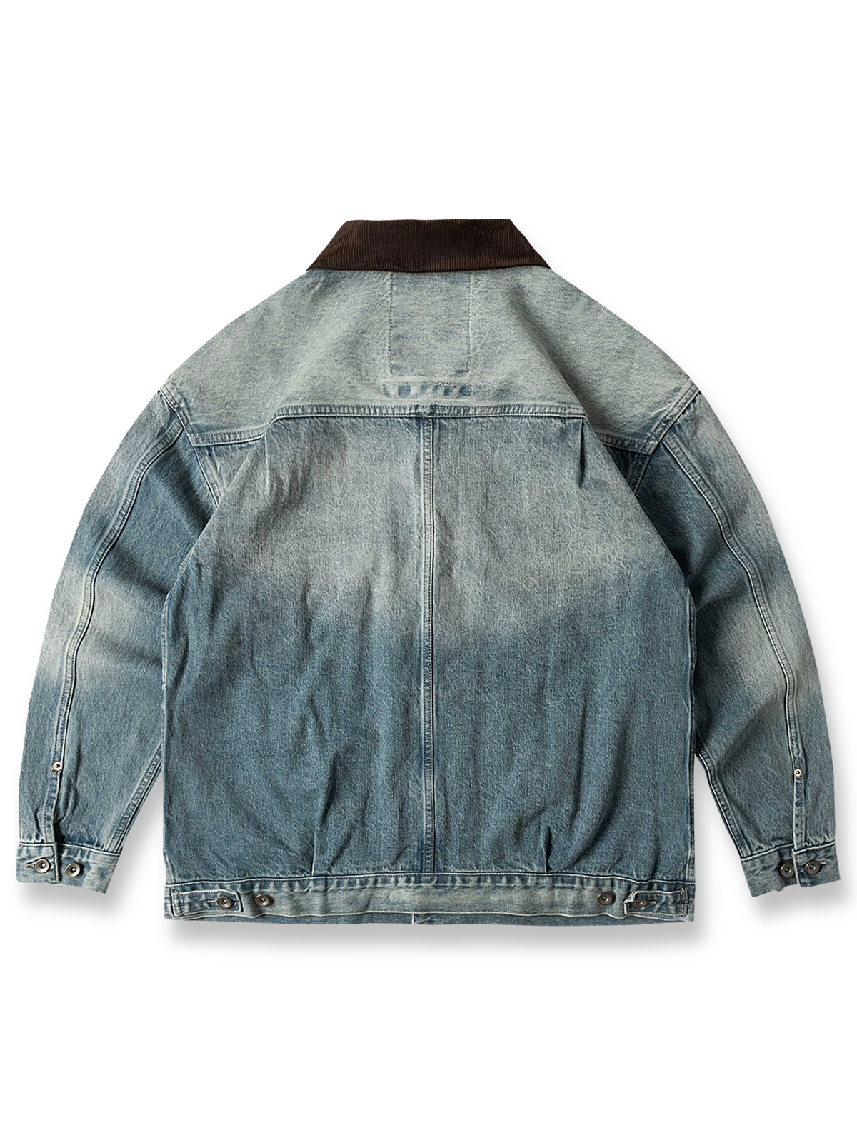  植物染めウォッシュドワークデニムジャケットの正面画像 - 植物染めとヴィンテージ織機の風合いが特徴