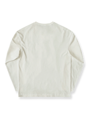 製品画像: ヘンリーネック長袖Tシャツの正面図、ヘンリーネックデザインと全体のシルエットを展示
詳細画像: 袖口と縫製のディテールクローズアップ、工芸の品質と生地の質感を表現