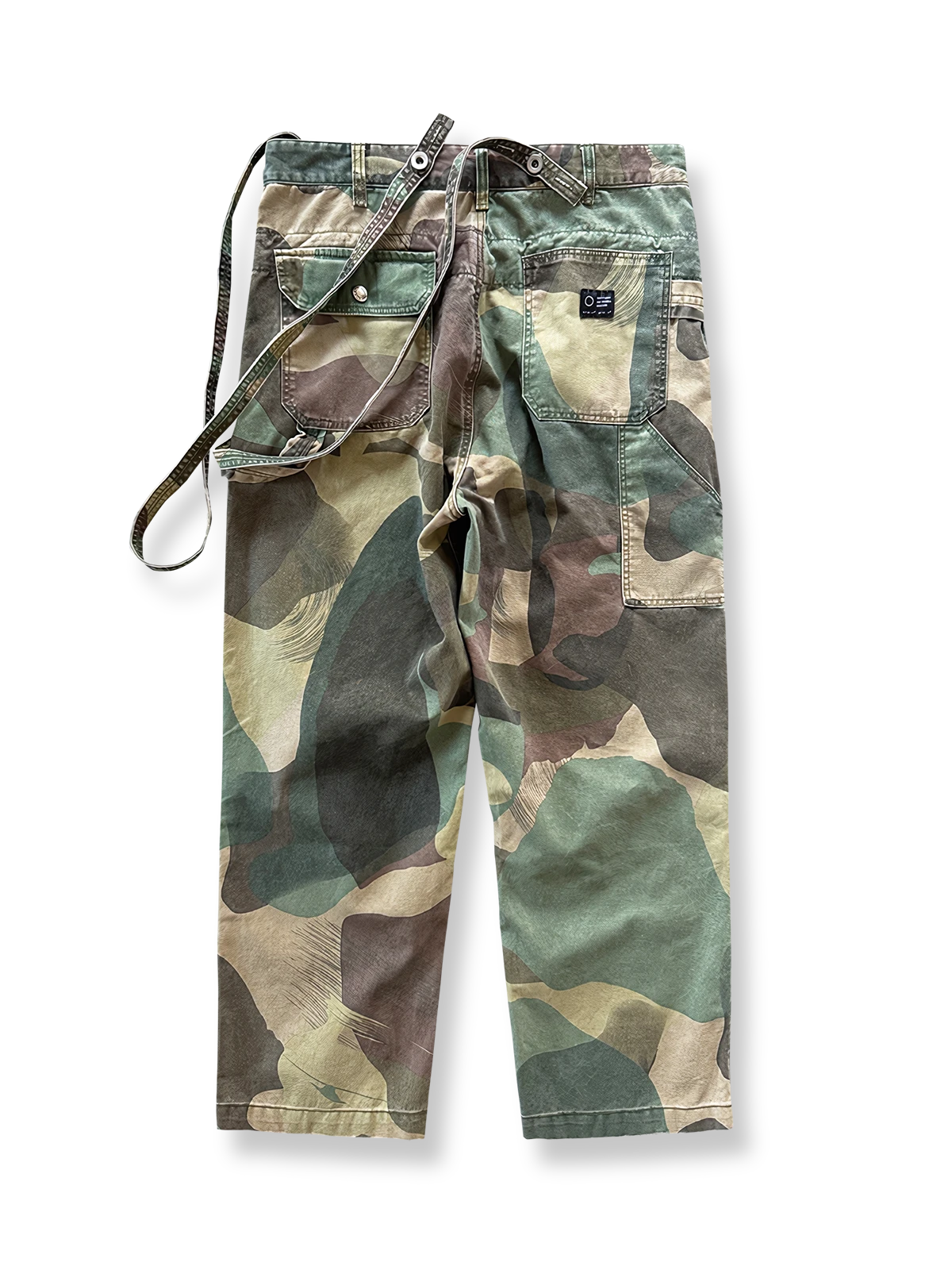 ネイビーカモサスペンダー付きヴィンテージワークパンツ 正面画像