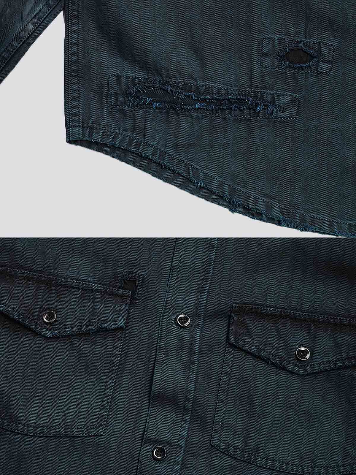 ハンドメイドのダメージ加工とパッチ ディテール画像