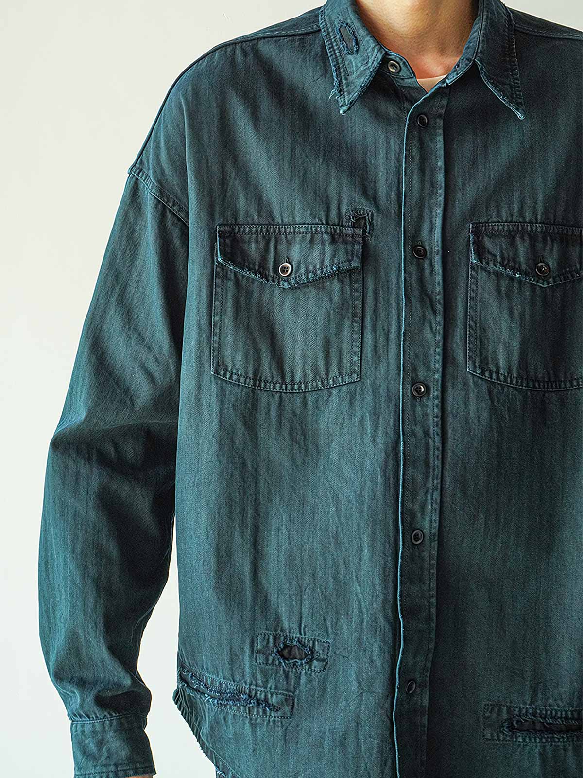 ハンドメイドのダメージ加工とパッチ ディテール画像