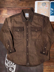 薯莨染めヴィンテージ長袖シャツ 全体画像