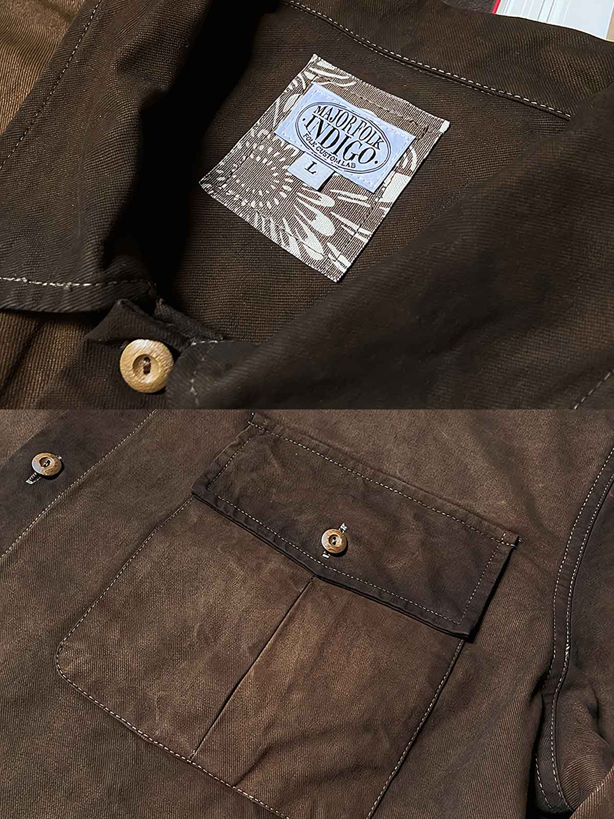 薯莨染めのディテール展示