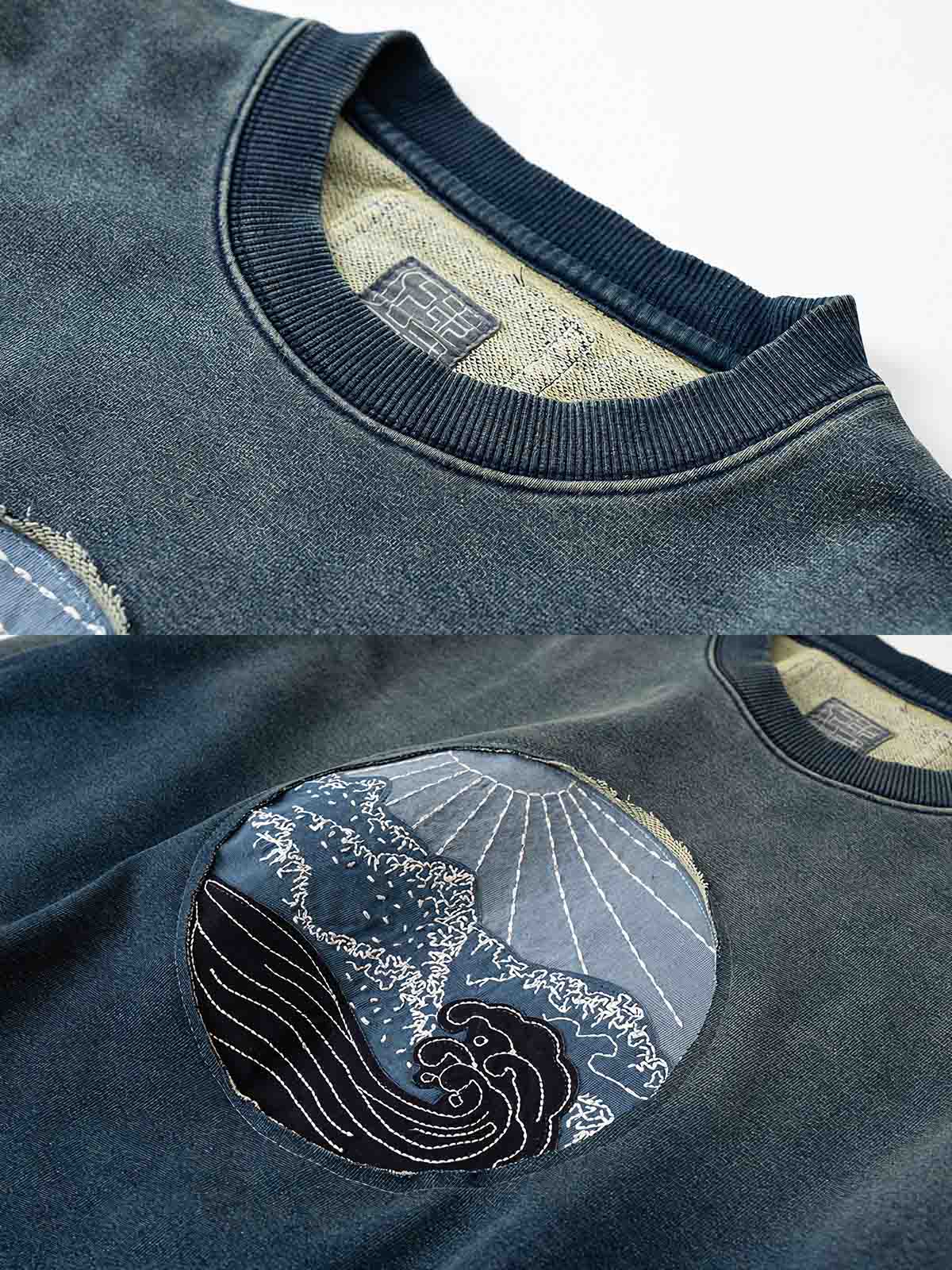 刺し子による「波」モチーフ ディテール