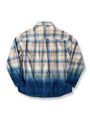 藍染めグラデーションチェック柄シャツ 全体画像