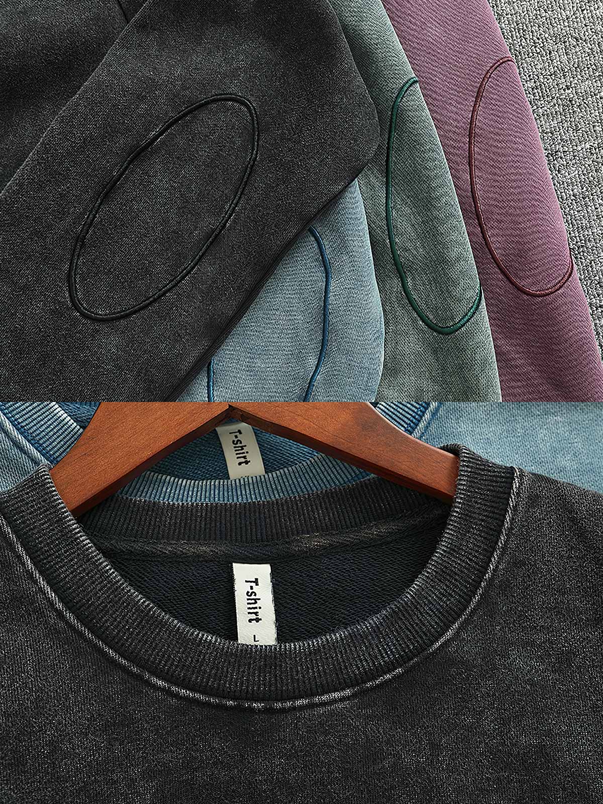 製品画像: ヴィンテージスノーウォッシュクルーネックスウェットのフロントビュー。4色展開で豊富なカラーバリエーションが魅力のデイリースウェット
詳細画像: リブ袖口とスノーウォッシュ加工のディテール。ヴィンテージ感を引き出すトレンドデザイン