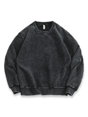 製品画像: ヴィンテージスノーウォッシュクルーネックスウェットのフロントビュー。4色展開で豊富なカラーバリエーションが魅力のデイリースウェット
詳細画像: リブ袖口とスノーウォッシュ加工のディテール。ヴィンテージ感を引き出すトレンドデザイン