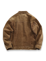 製品画像: ヨーロピアン＆アメリカンヴィンテージ風コーデュロイバイカージャケットのフロントビュー。タフなバイカーカラーデザインとウォッシュ加工が魅力
詳細画像: バイカーカラーとジッパーデザインのディテール。ヴィンテージ感を引き立てる斜めポケット付き
