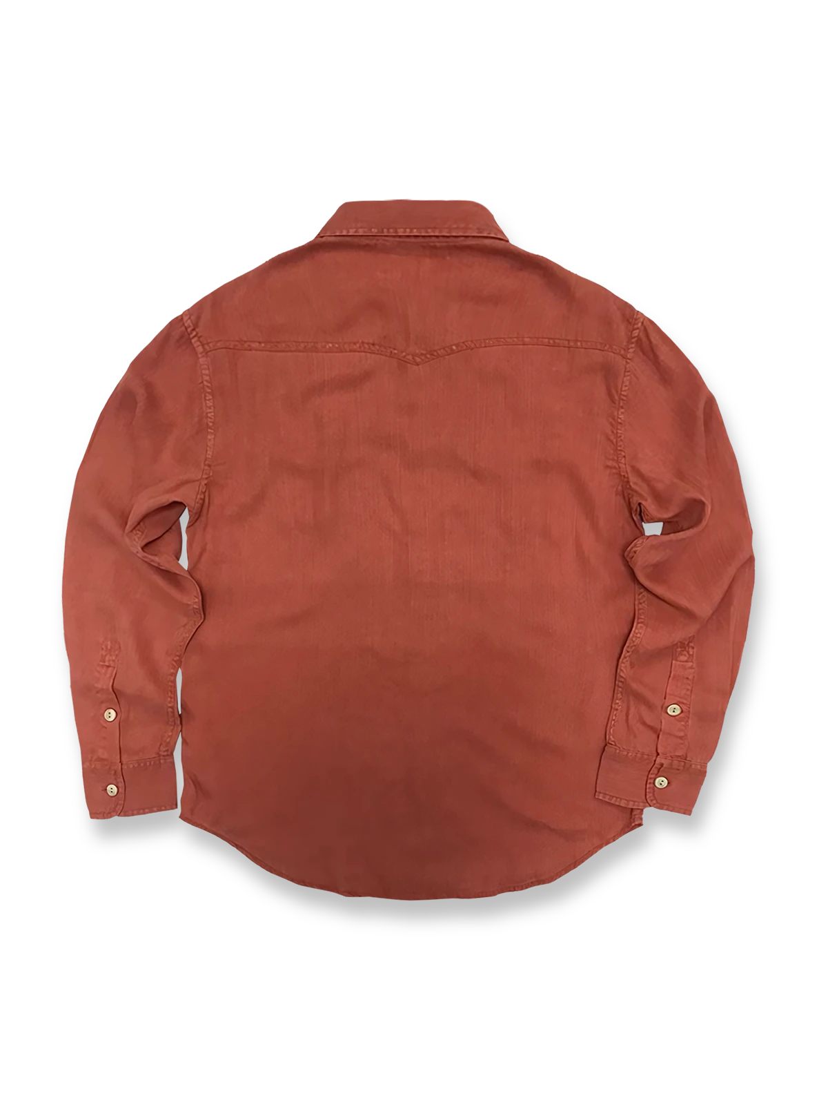 製品画像:
ライセール素材とヘリンボーン柄が特徴的な長袖シャツ。製品染めによりヴィンテージ感のある色調と柔らかな質感を実現。
詳細画像:
ヘリンボーン柄のディテールと製品染めの色調をアップで展示。ライセール素材の柔らかさと独特なデザインを強調。