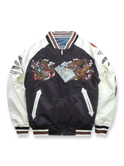 リバーシブル赤鬼 青龍 刺繍 シルク スカジャン