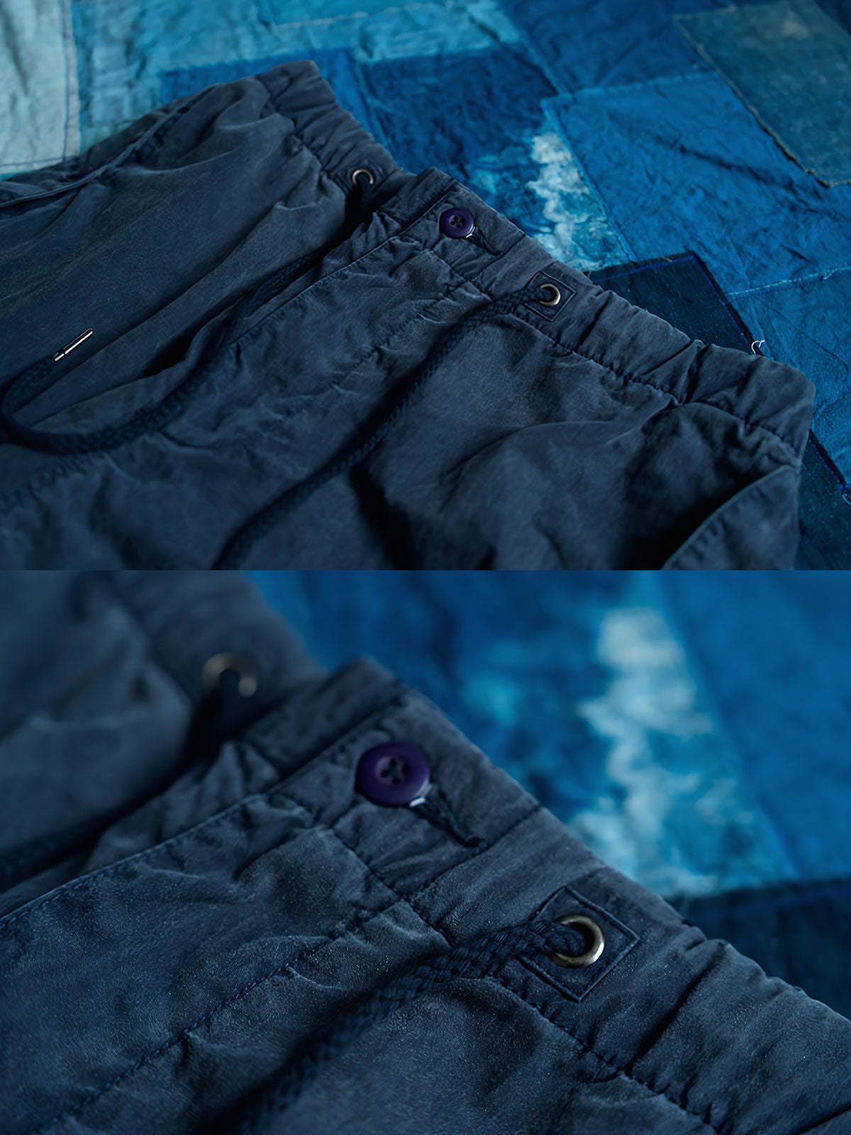 製品画像
ストレートシルエットのパラシュートパンツ全体展示。ウォッシュ加工されたネイビーカラーが特徴的で、リラックス感とヴィンテージ感を演出。快適な履き心地とスタイリッシュなデザインが調和したアイテム。
詳細画像
裾調整機能とウォッシュ加工ディテール。耐久性に優れたコットンとナイロン混紡素材を使用し、通気性と耐摩耗性を提供。裾の調整機能で、自分にぴったりなフィット感を実現。