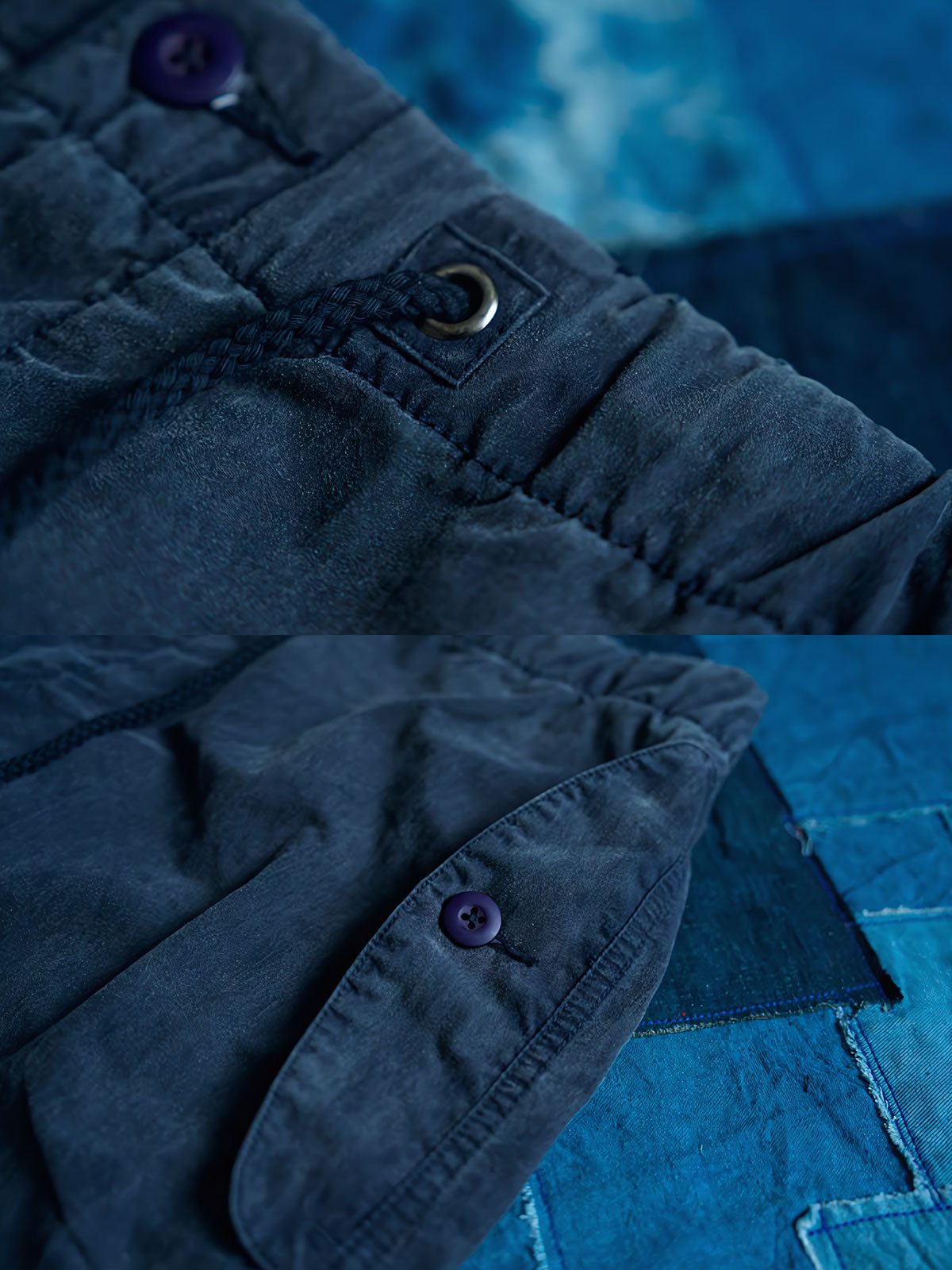 製品画像
ストレートシルエットのパラシュートパンツ全体展示。ウォッシュ加工されたネイビーカラーが特徴的で、リラックス感とヴィンテージ感を演出。快適な履き心地とスタイリッシュなデザインが調和したアイテム。
詳細画像
裾調整機能とウォッシュ加工ディテール。耐久性に優れたコットンとナイロン混紡素材を使用し、通気性と耐摩耗性を提供。裾の調整機能で、自分にぴったりなフィット感を実現。