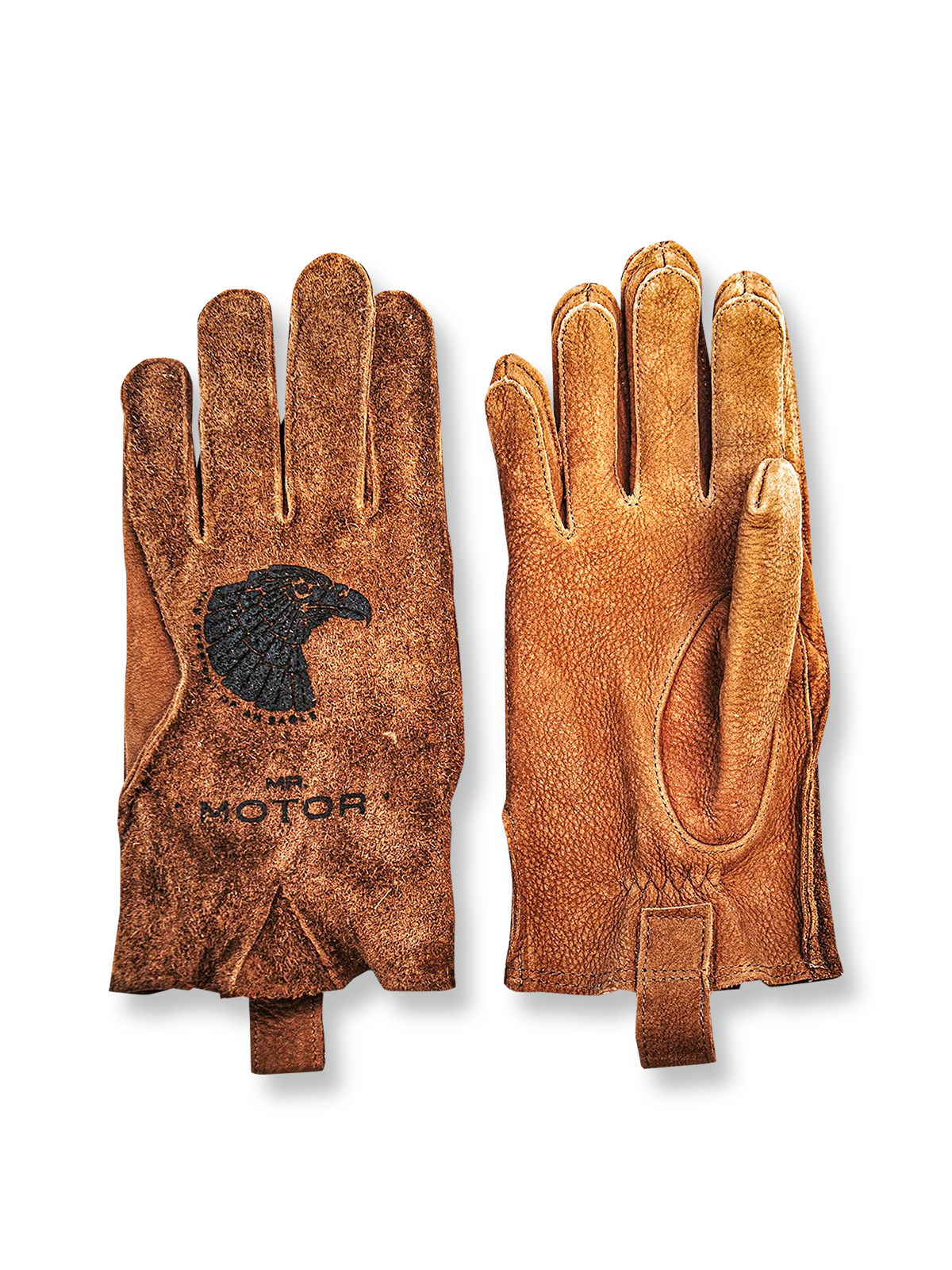 製品画像
マットレザーのバイカーズグローブ全体展示。バイカーズグローブ特有の硬派で無骨なデザインが際立ち、ライディングに最適な機能性を持ち合わせています。ヴィンテージ感のあるレザーが、長年の使用でさらに味わい深く変化する点が特徴です。
詳細画像
グローブのディテールと素材感アップ。マットレザーを使用した手袋の細部が強調されており、特にダブルステッチや鷲の目のデザインが、製品の耐久性と独特な個性を引き立てています。手に馴染む柔らかな質感や、ヴィンテージの風合いが美しく表現されています。