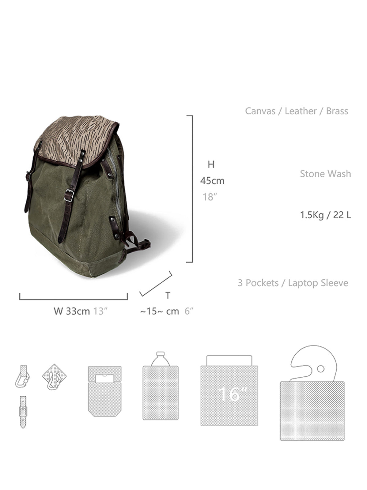 製品画像： 第5世代M39ヴィンテージキャンバスバックパック全体イメージ画像。厚手キャンバス素材と牛革補強が特徴で、特殊なウォッシュ加工がヴィンテージ感を際立たせたデザイン。アウトドアやサイクリングに適した大容量仕様。
詳細画像： 牛革で補強されたストレスポイントと、スムーズな開閉を実現するトップおよびサイドジッパーのディテールをクローズアップした画像。高耐久性と実用性が際立つ。